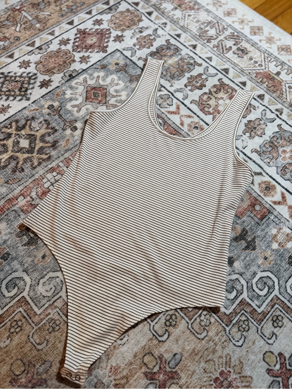 AE Striped Scoop Neck Bodysuit - Black & White